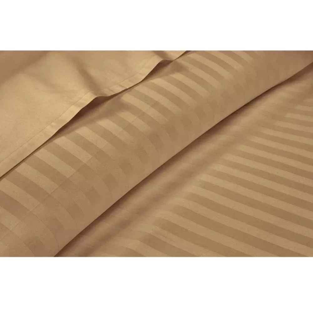 Egyptian Cotton‎ 100% Duvet Set Queen Damask Stripes In Taupe 3pc